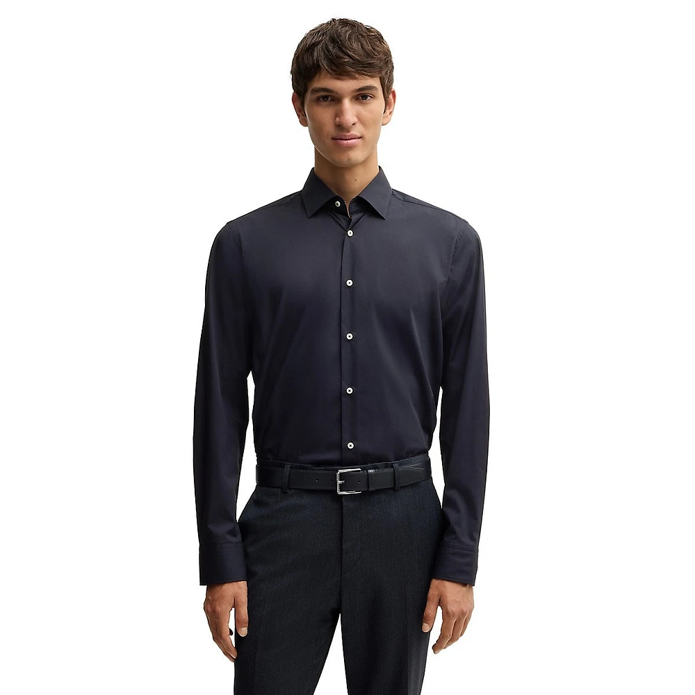 Regular-Fit Easy-Iron Stretch-Cotton Poplin Dress Shirt