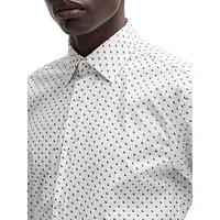 Slim-Fit Printed Stretch-Cotton Poplin Dress Shirt