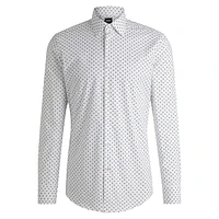 Slim-Fit Printed Stretch-Cotton Poplin Dress Shirt