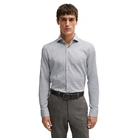 Slim-Fit Geo-Print Easy-Iron Stretch Dress Shirt