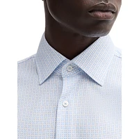 Slim-Fit Printed Oxford Stretch Cotton Dress Shirt