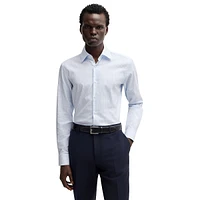 Slim-Fit Printed Oxford Stretch Cotton Dress Shirt