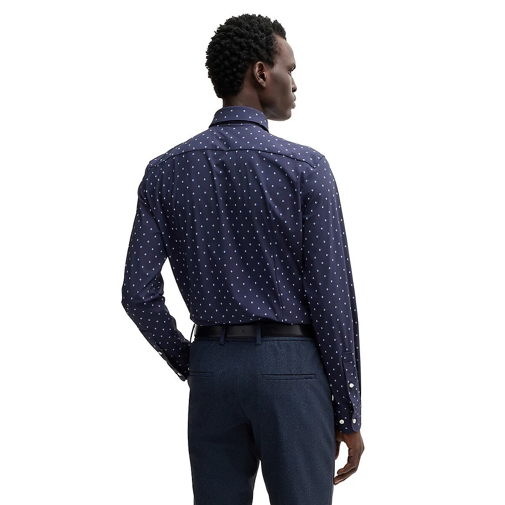 Hank Slim-Fit Printed Performance-Stretch Jersey Shirt