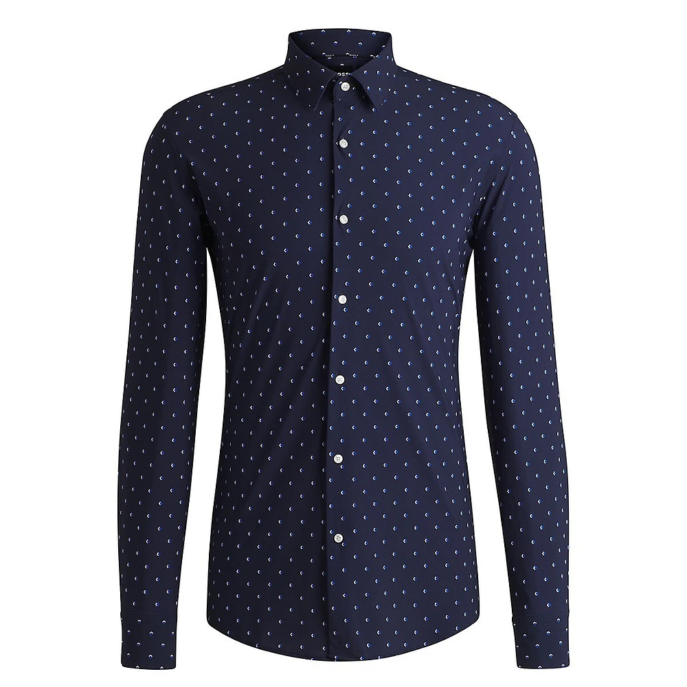 Hank Slim-Fit Printed Performance-Stretch Jersey Shirt