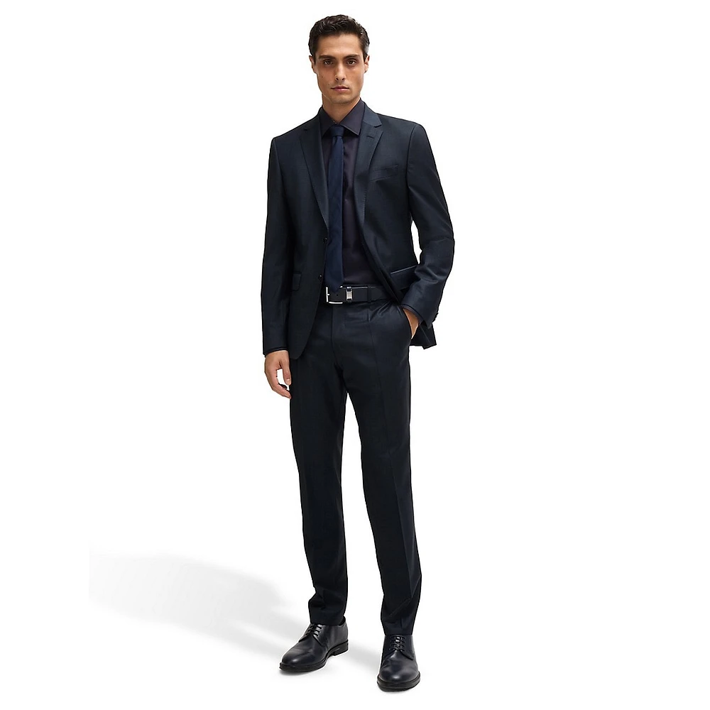 Slim-Fit Micro-Patterned Wool-Blend Suit