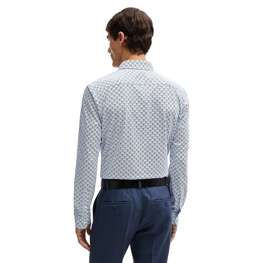 Slim-Fit Printed Cotton-Blend Jersey Shirt