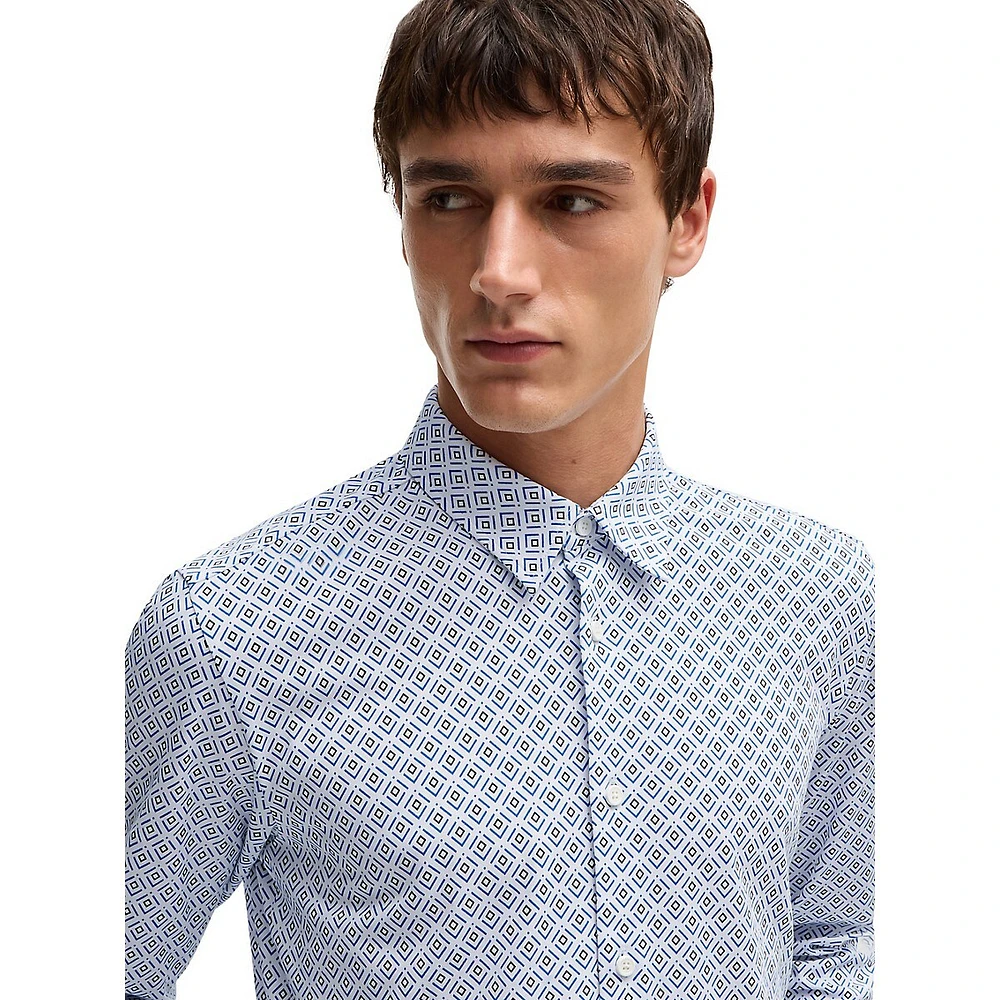 Slim-Fit Printed Cotton-Blend Jersey Shirt