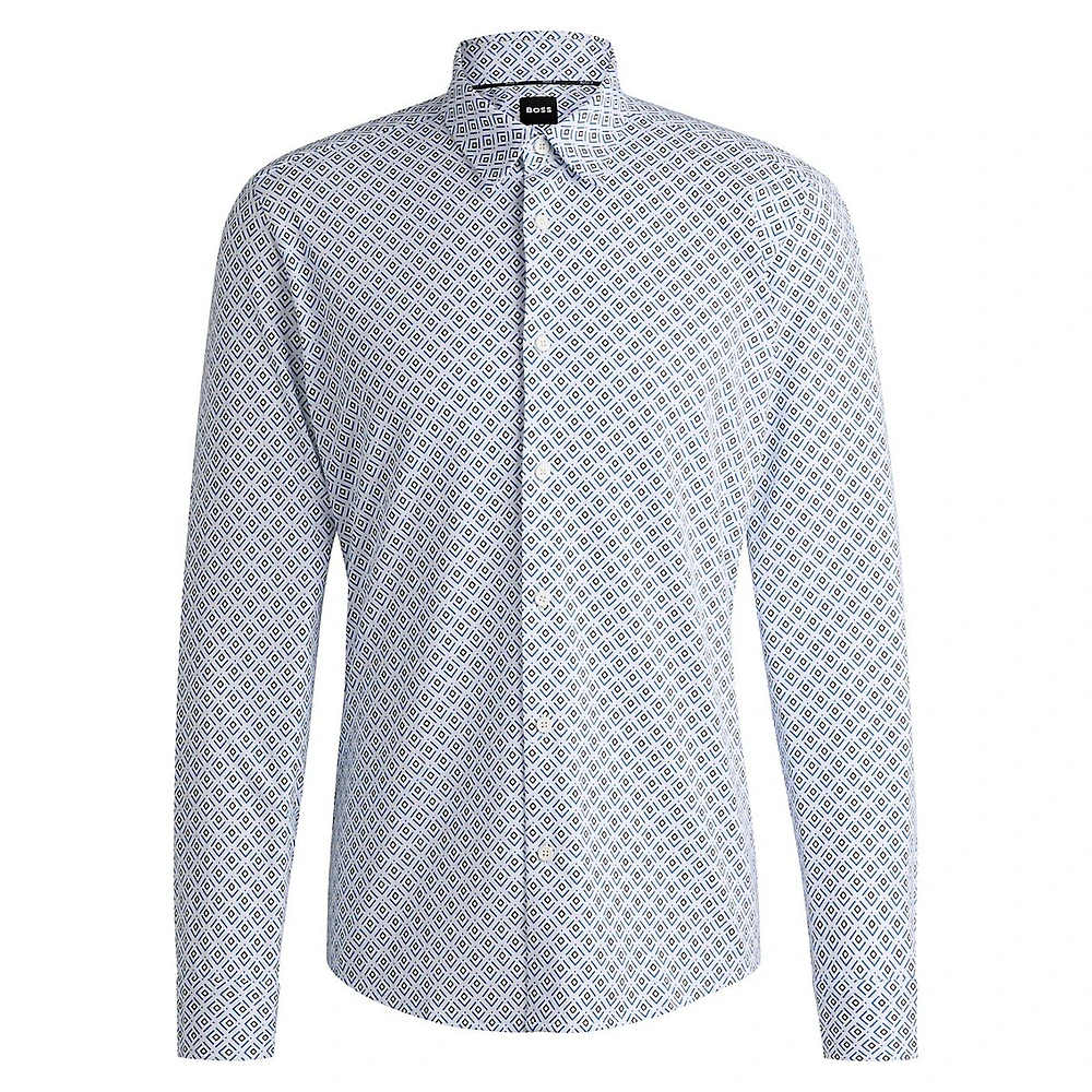 Slim-Fit Printed Cotton-Blend Jersey Shirt