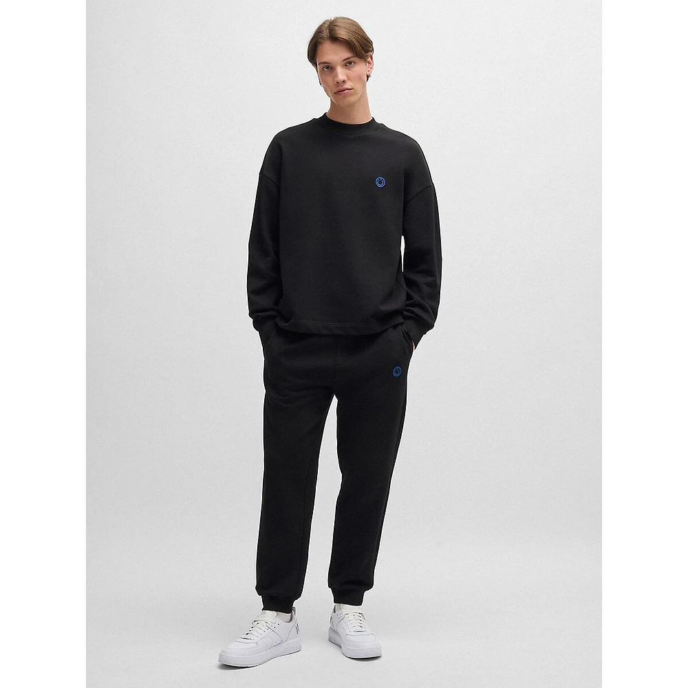 Cotton-Terry Track Pants With Smiley-Face Logo Patch