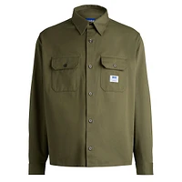 Cotton-Twill Button-Up Shirt With Logo Label