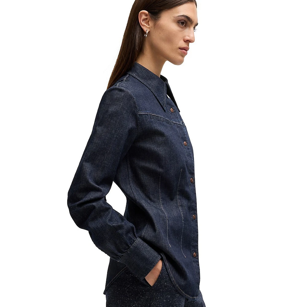 Slim-Fit Stretch Denim Shirt