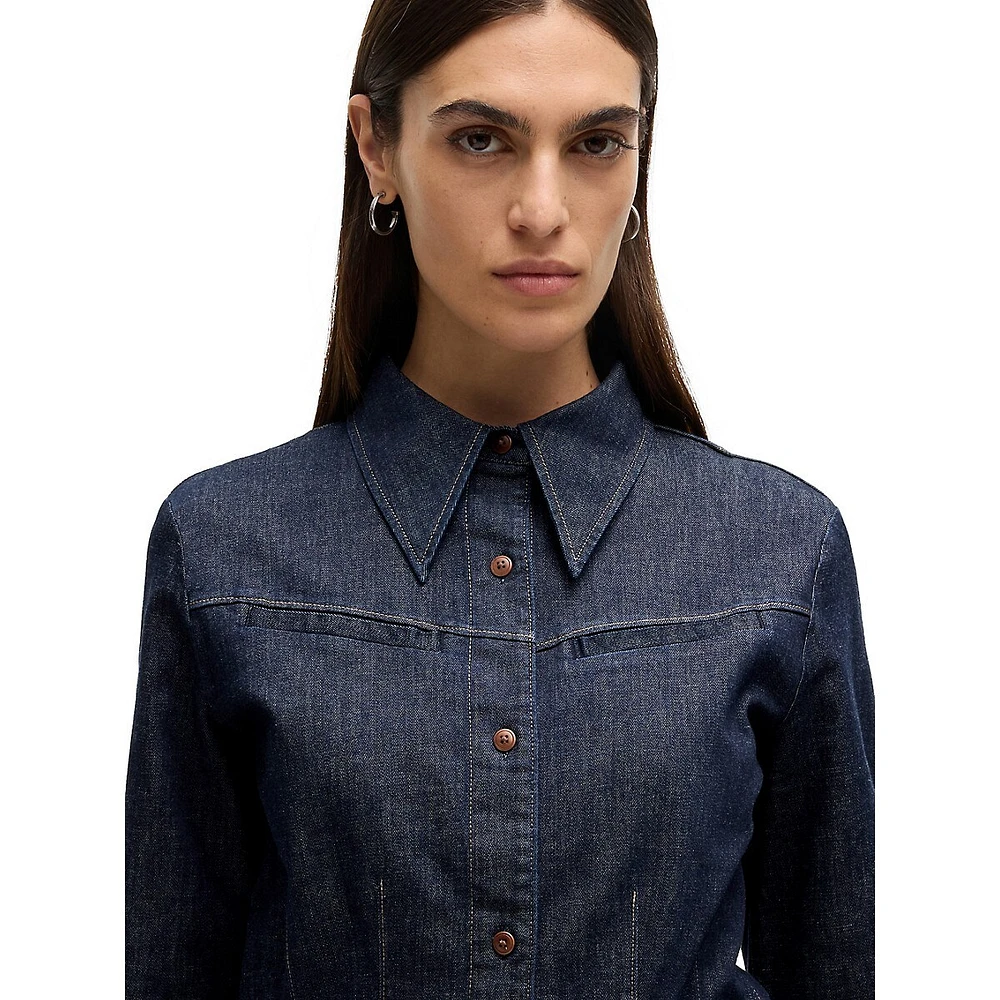 Slim-Fit Stretch Denim Shirt