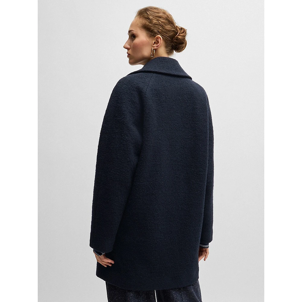 Loose-Fit Textured Wool Double-Breasted Coat