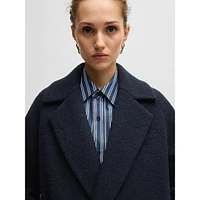 Loose-Fit Textured Wool Double-Breasted Coat