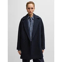 Loose-Fit Textured Wool Double-Breasted Coat