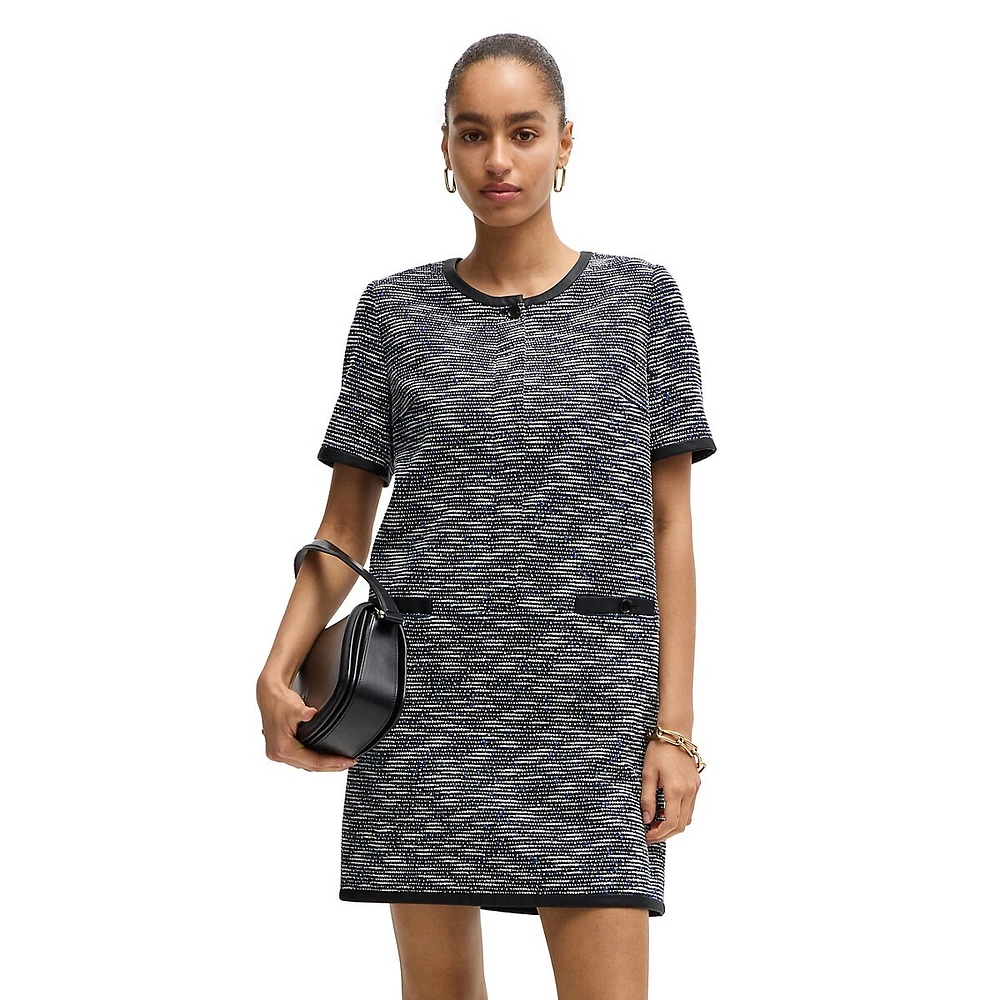 Relaxed-Fit Tweed Mini Dress