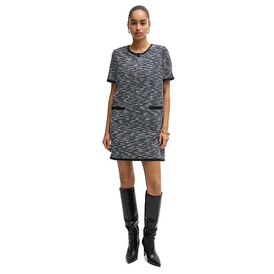 Relaxed-Fit Tweed Mini Dress