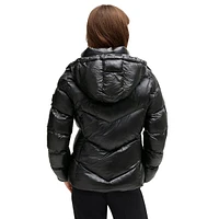 Chevron-Quilted Hooded Puffer Jacket