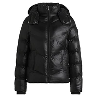 Chevron-Quilted Hooded Puffer Jacket