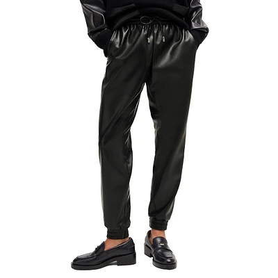 Faux Leather Drawstring Pants