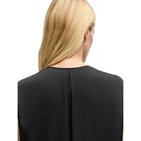 Stretch Silk-Blend Fitted Sleeveless Blouse