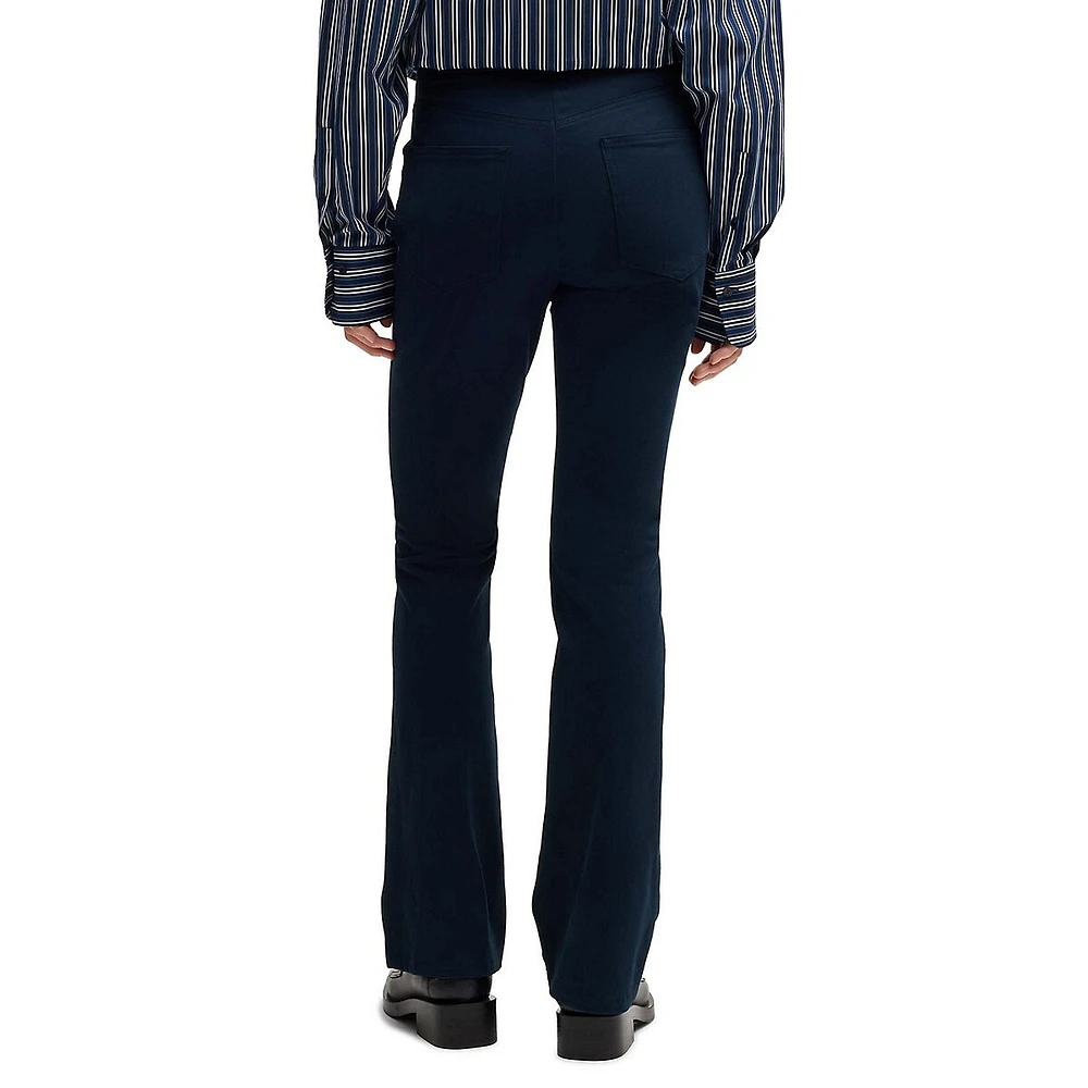 Brushed Stretch-Cotton Flared Dress Pants