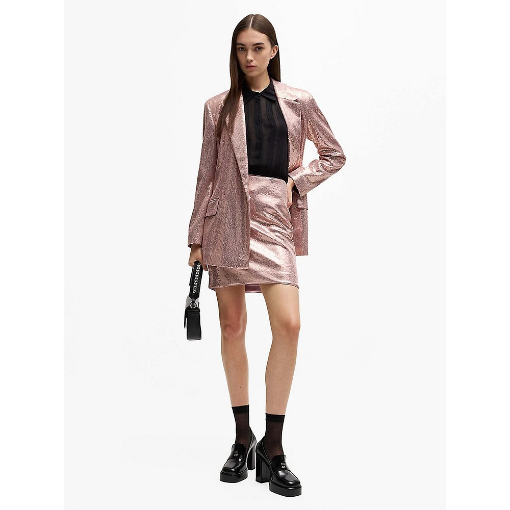 Oversized Allover Sequin Double-Breasted Blazer