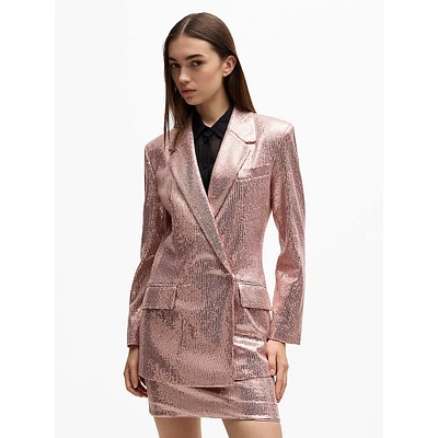 Oversized Allover Sequin Double-Breasted Blazer