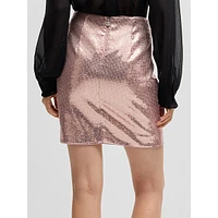 Ratanu Sequin Mini Skirt With Monogram Zip Puller