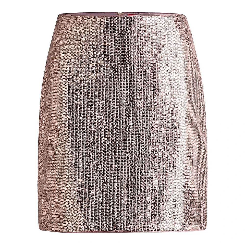 Ratanu Sequin Mini Skirt With Monogram Zip Puller