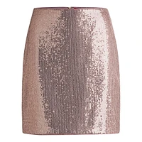 Ratanu Sequin Mini Skirt With Monogram Zip Puller