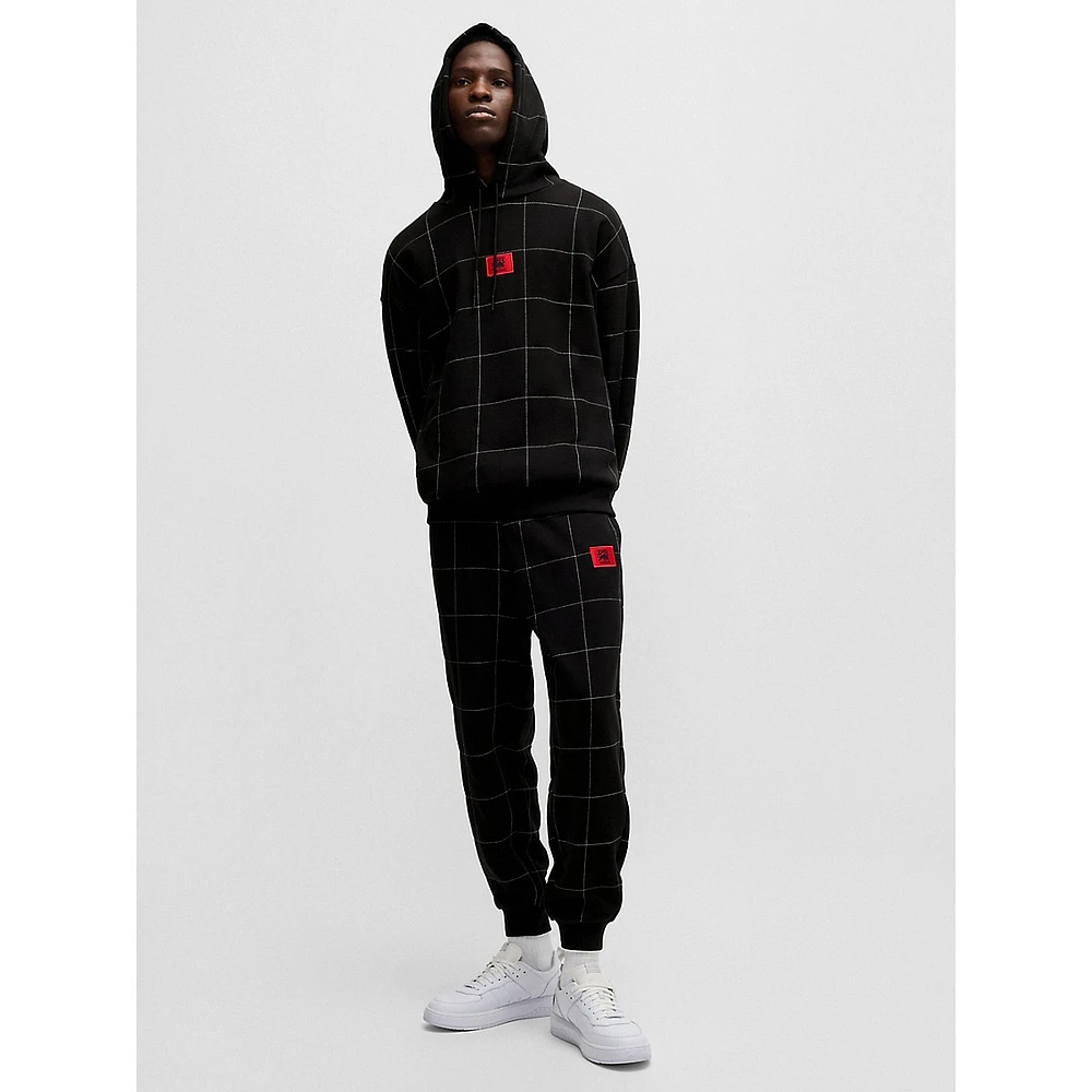 Grid-Stitch Cotton-Terry Hoodie