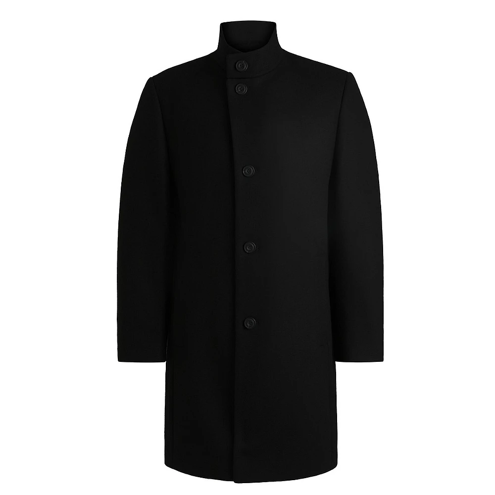 Wool-Blend Notch-Lapel Car Coat