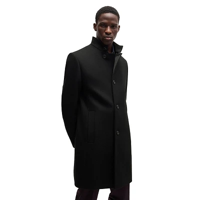 Wool-Blend Notch-Lapel Car Coat