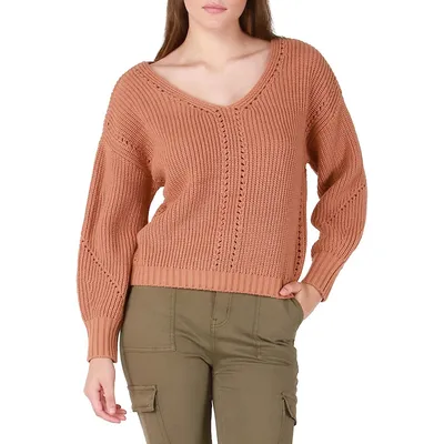 Pointelle-Knit Drop-Shoulder Sweater