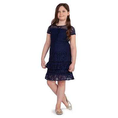 Girl's Short-Sleeve Lace Dress