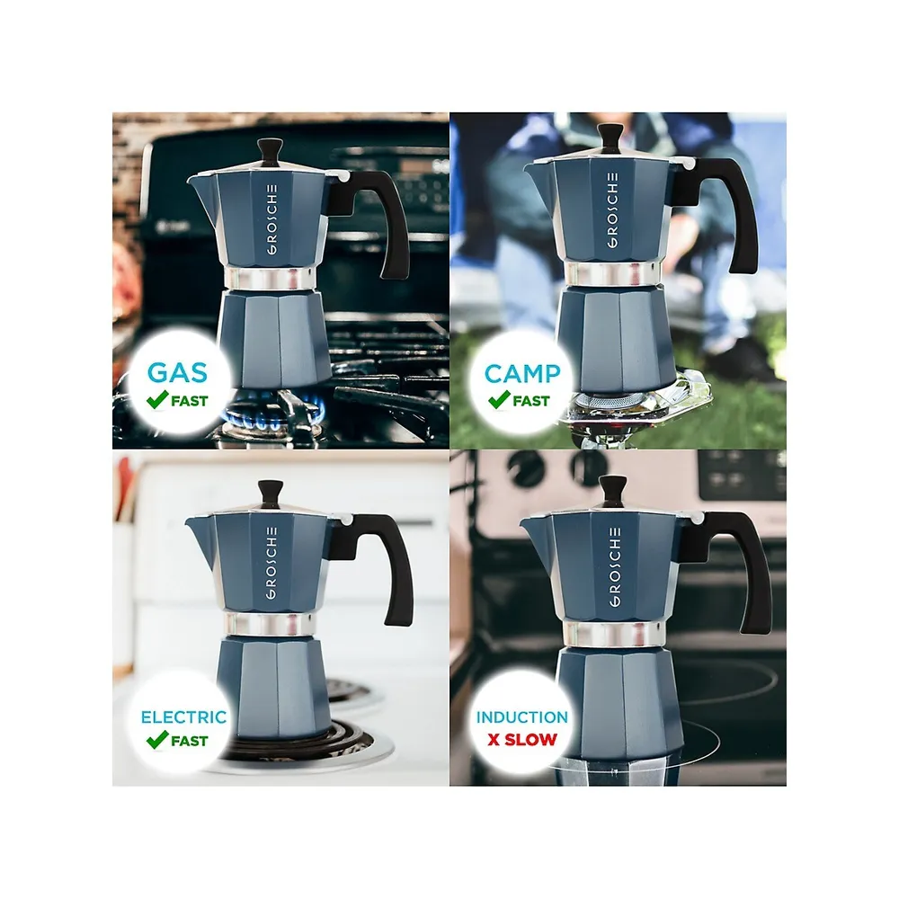 Milano Stovetop Espresso Maker Moka Pot 9 Espresso Cup Blue