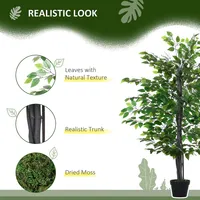 4.75ft Artificial Ficus Tree Faux Plant In Nursery Pot
