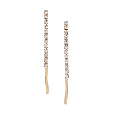 Goldtone & Crystal Cup-Chain Linear Earrings