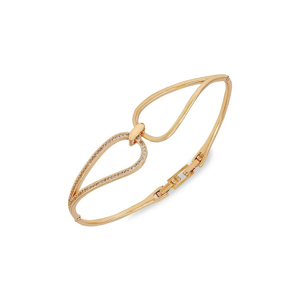 Goldtone & Cubic Zirconia Hinged Bangle