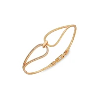 Goldtone & Cubic Zirconia Hinged Bangle