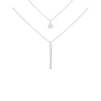 Silvertone & Cubic Zirconia Short Multirow Necklace