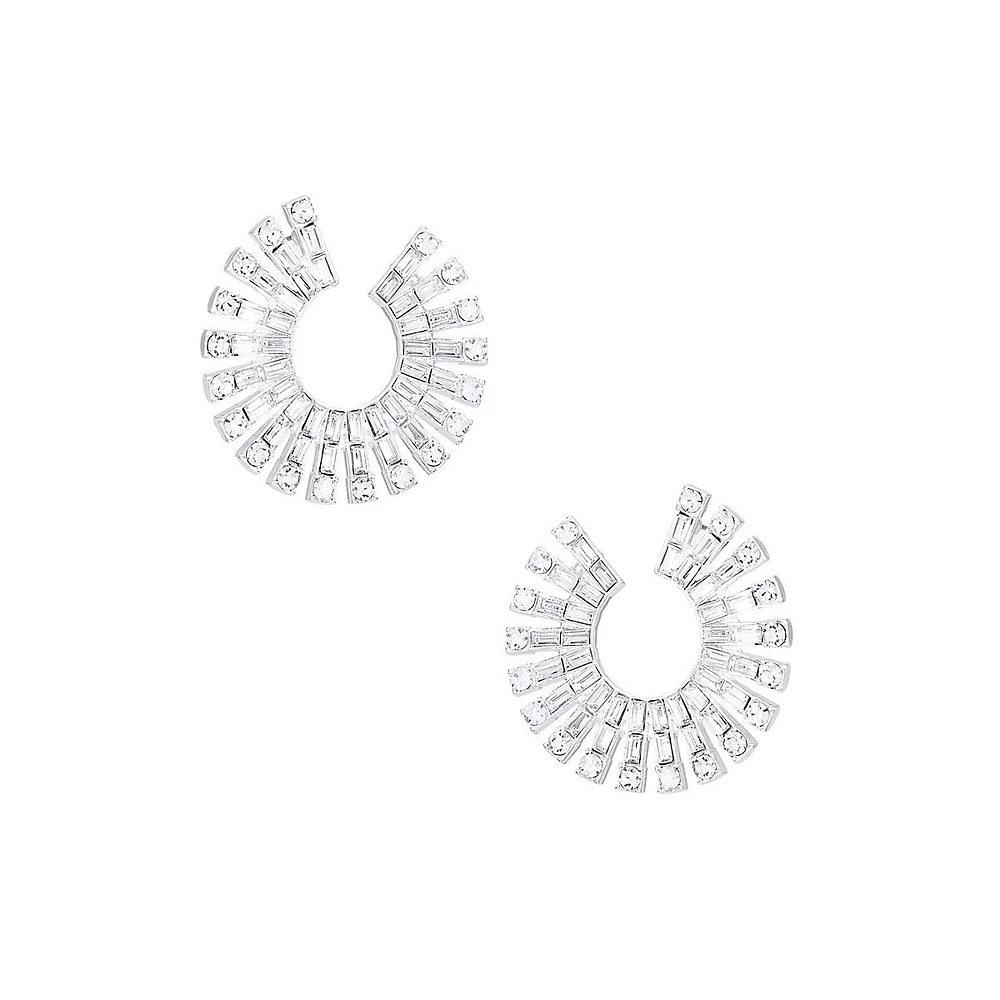 Crystal Wavy Front-Facing Hoop Earrings