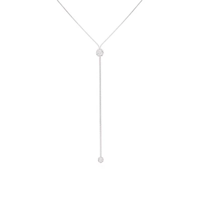 Silvertone & Crystal Fireball Long Y-Necklace