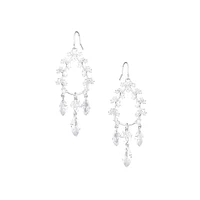 Silvertone & Cubic Zirconia Open Chandelier Earrings