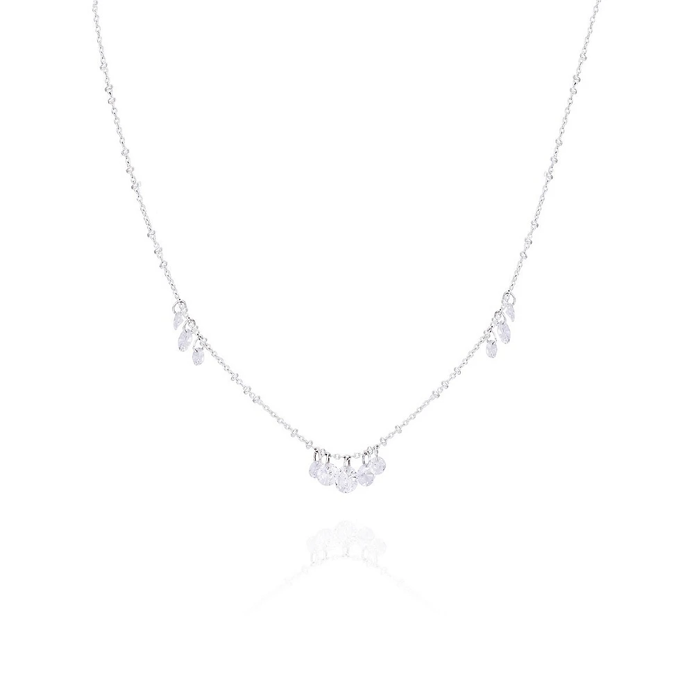 Silvertone & Cubic Zirconia Charm Short Chain Necklace