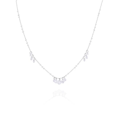 Silvertone & Cubic Zirconia Charm Short Chain Necklace