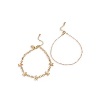 2-Piece Goldtone & Resin Anklet Set