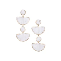 Goldtone Raffia Circle & Half Circle Linear Earrings