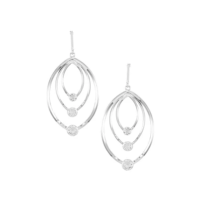 Silvertone Orbital Teardrop Earrings